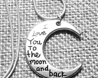 I love you to the moon and back necklace, charm necklace, moon necklace, moon charms