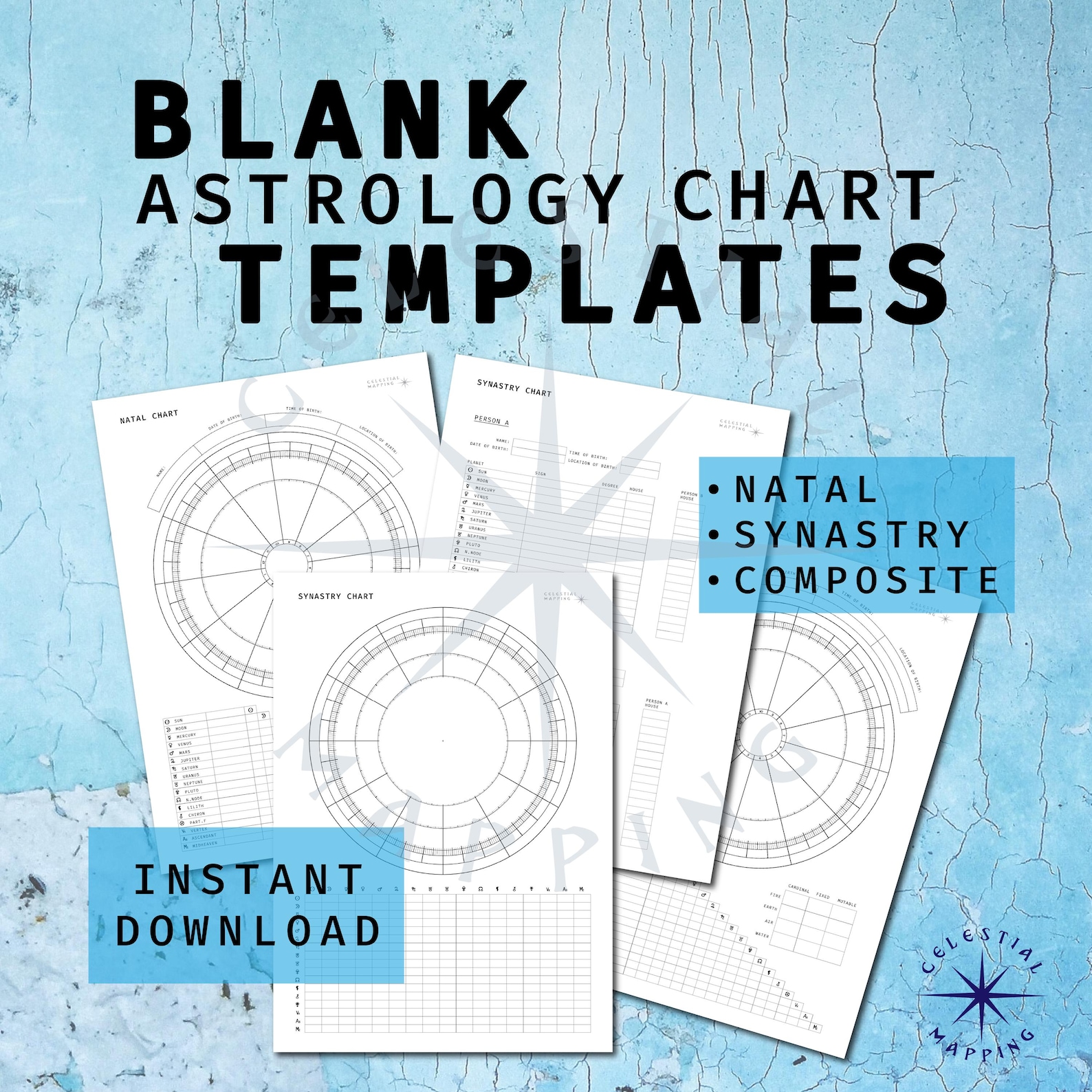 Astrology Chart Wheel Worksheets: Natal, Synastry, Composite (PDF ...