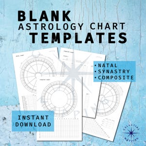 3 planilhas de roda de mapa astral em branco - Natal - Sinastria - Composto - modelo em PDF para download e impressão digital - A4 - Carta EUA