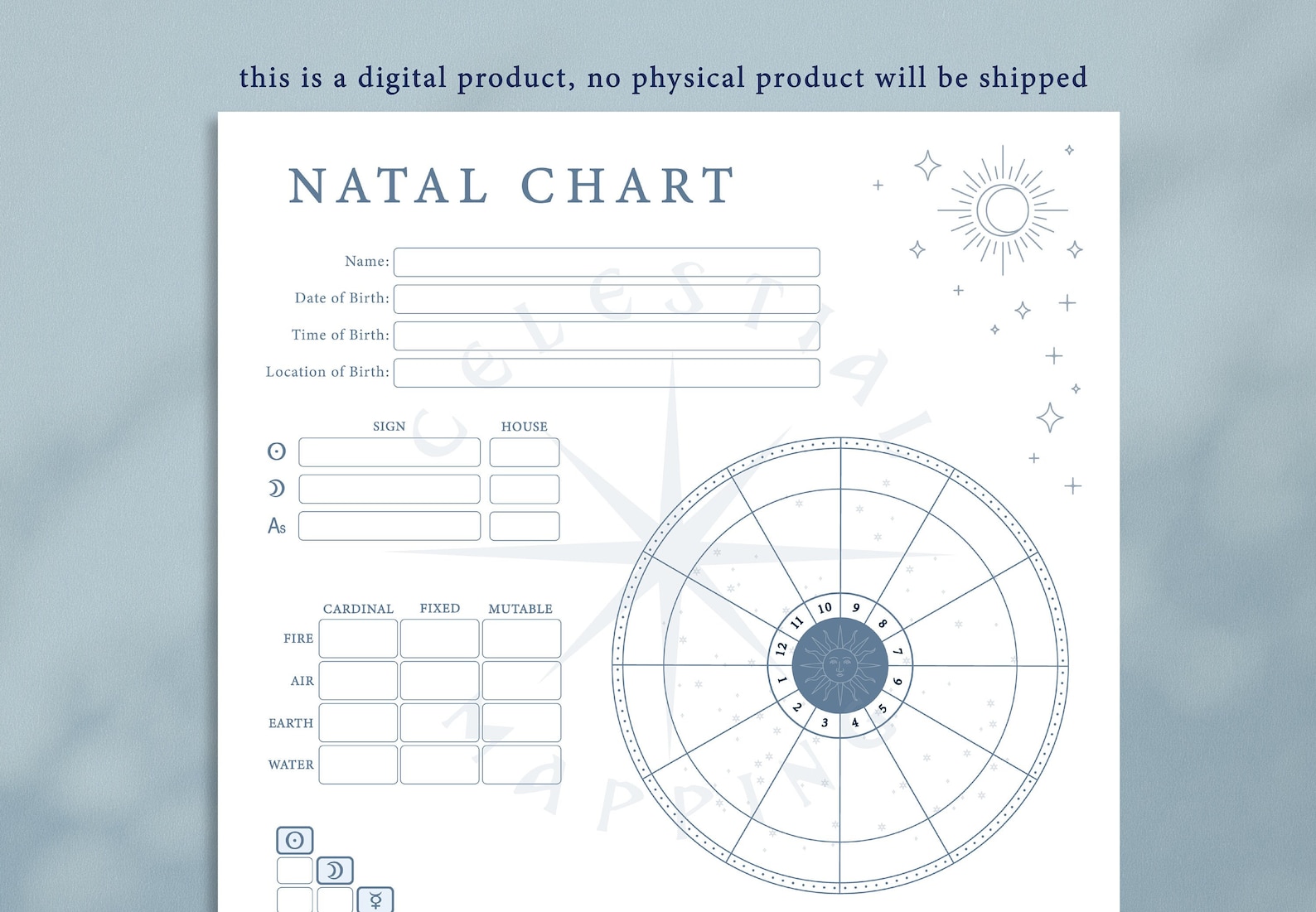 Blank Natal Chart Wheel: Astrology Birth Chart Worksheet (PDF) - Etsy