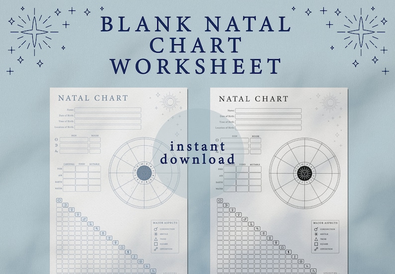 Blank Natal Chart Wheel: Astrology Birth Chart Worksheet (PDF) - Etsy