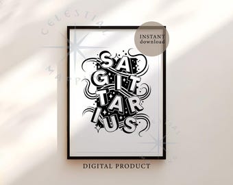 Sagittarius Zodiac Printable Wall Art – Astrology Typography Poster, Sagittarius Star Sign Print (Digital Download)