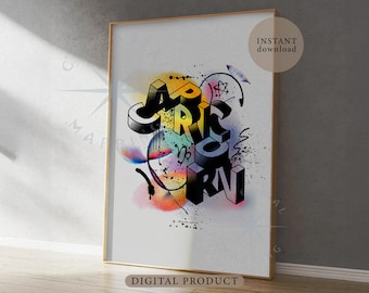 Capricorn Zodiac Printable Wall Art – Astrology Isometric Poster, Capricorn Star Sign Print (Digital Download)