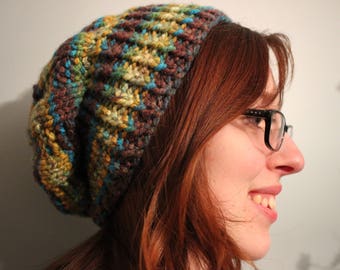 Slouch Hat - Knit Hat - Knit Slouch Hat - Hand Knit Bulky Slouch Hat - Bulky Knit Slouch Hat - Knitted Slouch Hat - Slouchy