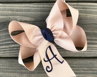 Monogrammed School Hair Bow-Initial Hair Bow-Boutique Hair Bow-Solid Color Hair Bow-School Bow-Back to School-Large Hair Bow