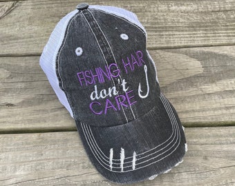 Fishing Hat-Womans Fishing Hat-Fishing Hair Don't Care Hat-Womens Hat