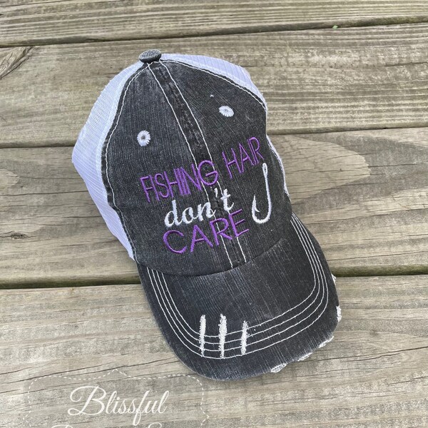 Fishing Hat-Womans Fishing Hat-Fishing Hair Don't Care Hat-Womens Hat