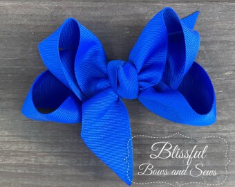 Hair Bows for Babies-Hair Bows for Girls-Small Boutique Hair Bow-Electric Blue Solid Color Hair Bow-Hair Bows for Toddlers