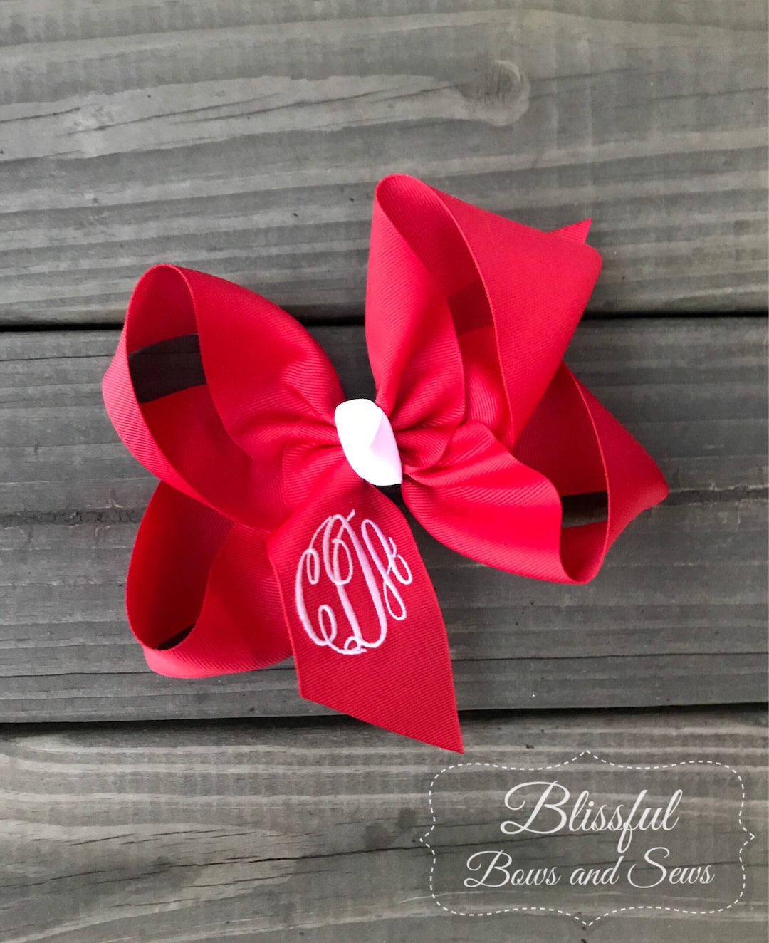 Red Monogrammed Hairbow-monogram Hairbow-initial Monogram Hair Bow-red ...