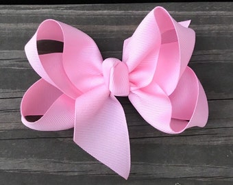 Hair Bows for Girls-Hair Bows for Babies-Small Boutique Hair Bow-Baby Pink Solid Color Hair Bow-Baby Pink Hair Bow-Hair Bows for Toddlers