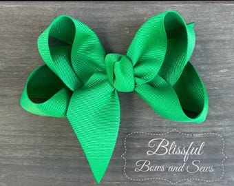 Hair Bows for Girls-Hair Bows for Babies-Small Boutique Hair Bow-Emerald Green Solid Color Hair Bow-Emerald Green Hair Bow-Bows for Toddlers