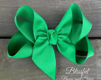 Emerald Green Hair Bow-Hair Bow-Girls Hair Bow-Hair Bows for Toddlers-Solid Color Hair Bow-Blissful Bows and Sews-Girl Birthday Gift