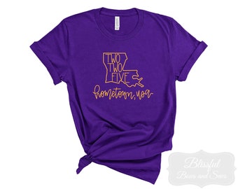 Louisiana Shirt-225 Shirt-Purple and Gold Shirt-Louisiana State Shirt-Louisiana Hometown Shirt