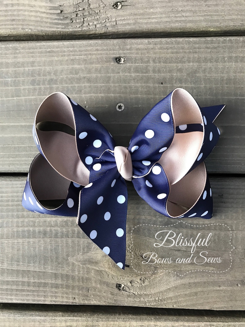 Back to School Blissful Bows and Sews Girls Hair Bow Back to School Hair Bow Polka Dot Hair Bow Boutique Hair Bow School Bow