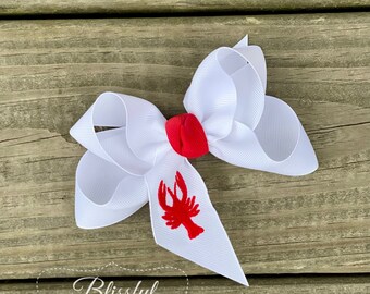 Crawfish Hair Bow-Monogrammed Crawfish Hair Bow-Crawfish Hair Bow-Boutique Hair Bow-Big Hair Bow-Blissful Bows and Sews-School Bow