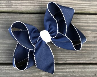 Hair Bows for Girls-Navy Hair Bow-Girls Hair Bow-Hair Bow-Solid Color Hair Bow-Blissful Bows and Sews-Girl Birthday Gift-Back to School