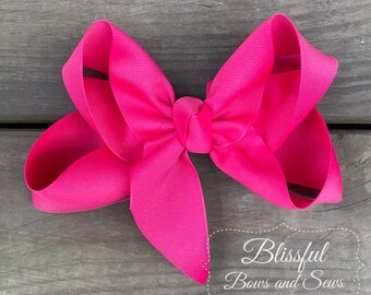 Shocking Pink Hair Bow-Hair Bow-Girls Hair Bow-Hair Bows for Toddlers-Solid Color Hair Bow-Blissful Bows and Sews-Girl Birthday Gift