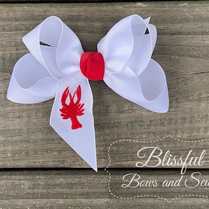 Crawfish Hair Bow-Monogrammed Crawfish Hair Bow-Crawfish Hair Bow-Boutique Hair Bow-Big Hair Bow-Blissful Bows and Sews-School Bow