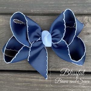 Hair Bows for Girls-Navy Hair Bow-Girls Hair Bow-Hair Bow-Solid Color Hair Bow-Blissful Bows and Sews-Girl Birthday Gift-Back to School