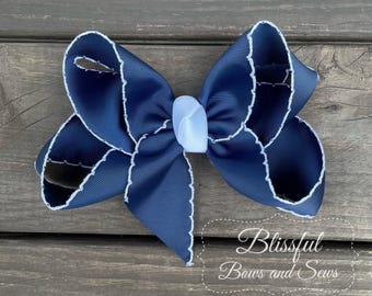 Hair Bows for Girls-Navy Hair Bow-Girls Hair Bow-Hair Bow-Solid Color Hair Bow-Blissful Bows and Sews-Girl Birthday Gift-Back to School