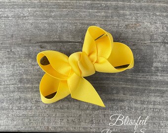 Hair Bows for Babies-Hair Bows for Girls-Small Boutique Hair Bow-Yellow Solid Color Hair Bow-Yellow Hair Bow-Hair Bows for Toddlers