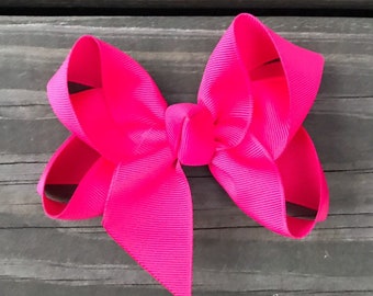 Hair Bows for Babies-Hair Bows for Girls-Small Boutique Hair Bow-Shocking Pink Solid Color Hair Bow-Hair Bows for Toddlers