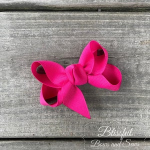 Hair Bows for Babies-Hair Bows for Girls-Small Boutique Hair Bow-Shocking Pink Solid Color Hair Bow-Pink Hair Bow-Hair Bows for Toddlers