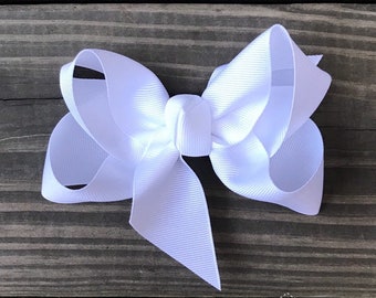 Hair Bows for Girls-Hair Bows for Babies-Small Boutique Hair Bow-White Solid Color Hair Bow-White Hair Bow-Hair Bows for Toddlers