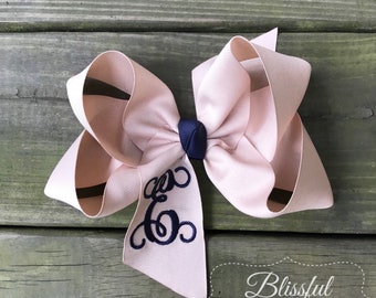 School Bow-Monogrammed Hair Bow-Initial Hair Bow-Boutique Hair Bow-Solid Color Hair Bow-School Bow-Back to School-Large Hair Bow