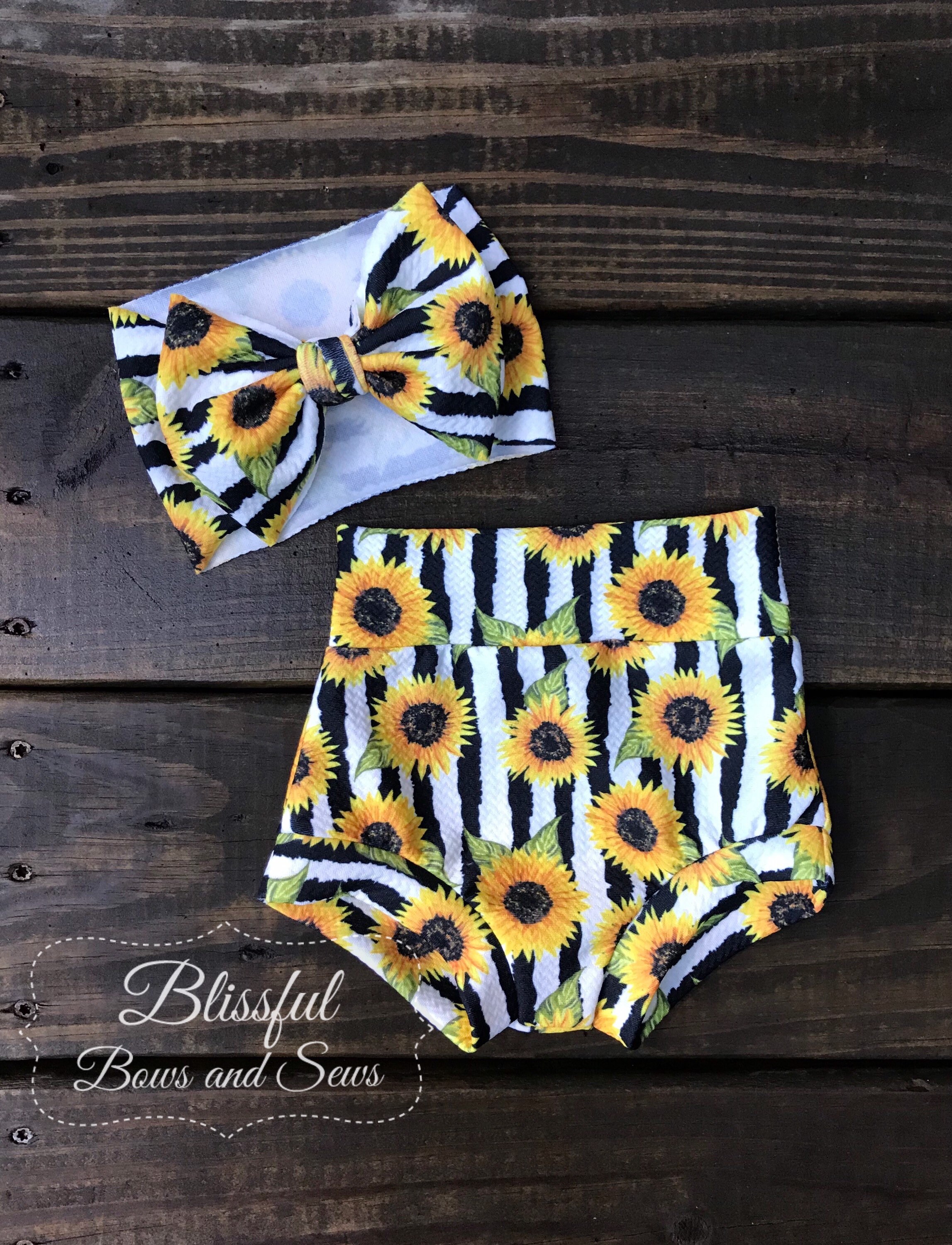 Wildflowers Baby Girl High Waisted ShortsBummiesMatching Bow Add On Available