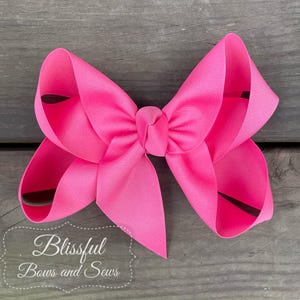 Hot Pink Hair Bow-Hair Bow-Girls Hair Bow-Hair Bows for Toddlers-Hair Bow-Solid Color Hair Bow-Blissful Bows and Sews-Girl Birthday Gift