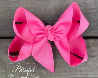 Hot Pink Hair Bow-Hair Bow-Girls Hair Bow-Hair Bows for Toddlers-Hair Bow-Solid Color Hair Bow-Blissful Bows and Sews-Girl Birthday Gift