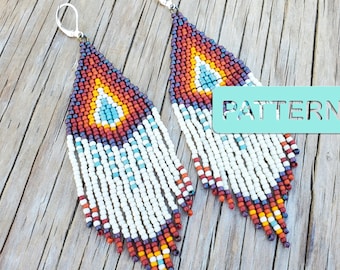 Brick Stitch Beaded Fringe Earring Noon Samhradh (DIY Seed Bead Pattern PDF)
