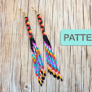 Seed Bead Earring Pattern, Quinn Bloom Willow Beaded Tassle Fringe Earring Pattern PDF