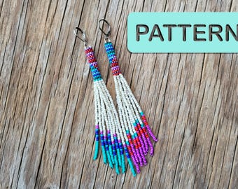 Marokkanische Nachtwillow Quaste Fransen-Ohrring (DIY Peyote Beading Pattern PDF)
