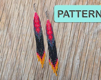 Pendientes diarios con flecos y cuentas Blazing Apex Brick Stitch (patrón de cuentas DIY en PDF)