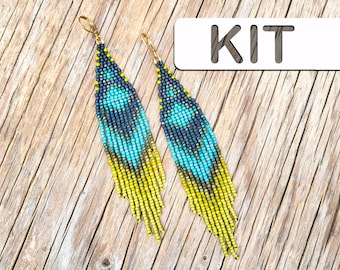 Adult Craft Kit: Brick Stitch Beaded Earring Kit - Seaside Airt (Beginner Seed Bead Kit)