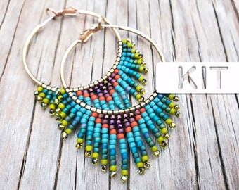 Beaded Fringe Hoop Earring Kit: Origins (Beginner Beading Kit)
