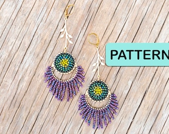 Pendientes creativos de cardo morado con cuentas (patrón en PDF para hacer pendientes con cuentas)