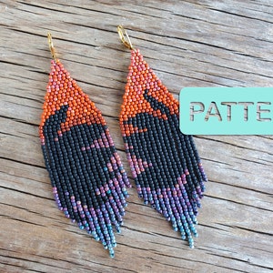 Sunset Magnolia Fringe Seed Bead Earring Pattern PDF