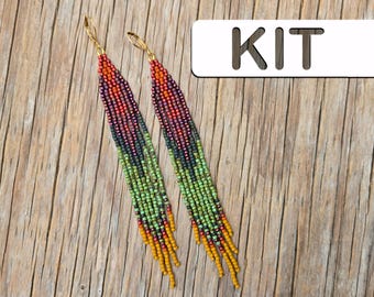 Adult Craft Kit: Autumn Apex Daily Brick Stitch Earring (Beginner Beading Kit)