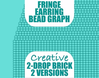 Pendientes con flecos y punto de ladrillo de 2 gotas, gráfico creativo (plantilla de cuentas redondas en PDF)