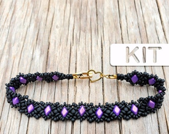 Perlenarmband Kit: Night Rove Right Angle Weave Armband (Perlenset für Anfänger)