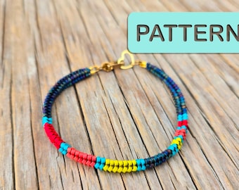 Motif de bracelet de perles tubulaires Dark Beach Tilt à chevrons (Motif de perles de rocaille bricolage PDF)