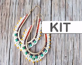Handmade Jewelry: Ellen Filigree Drop Hoop Earring Adult Kit (Intermediate Bead Weaving Kit)