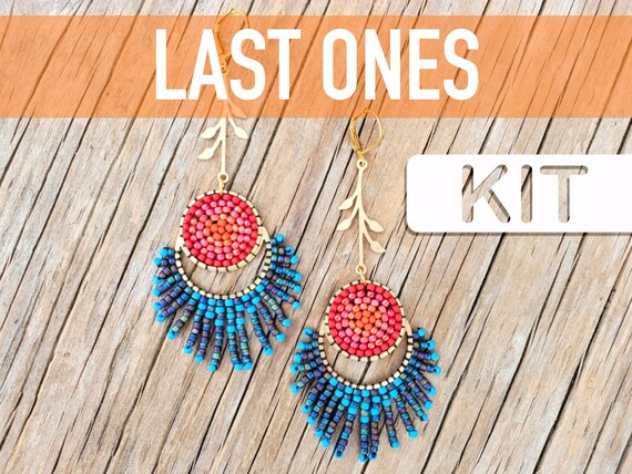 BLUE THISTLE Beaded Fringe Earring Kit Seed Bead Earring Kit