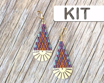 METALLIC SUNSET Beaded Earring Kit, Seed Bead Earring DIY