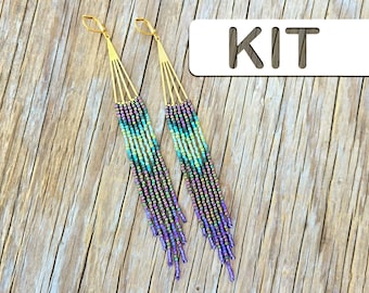Adult Craft Bead Kit: Nikki Fan Fringe Earrings (Beginner Beading Kit)