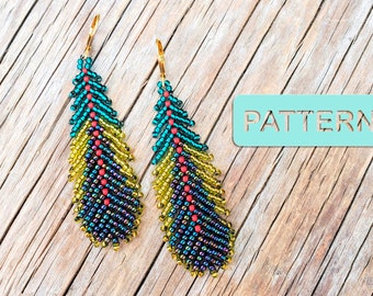 Razzle Feather Beaded Earring Pattern (DIY Sead Bead Pattern PDF)