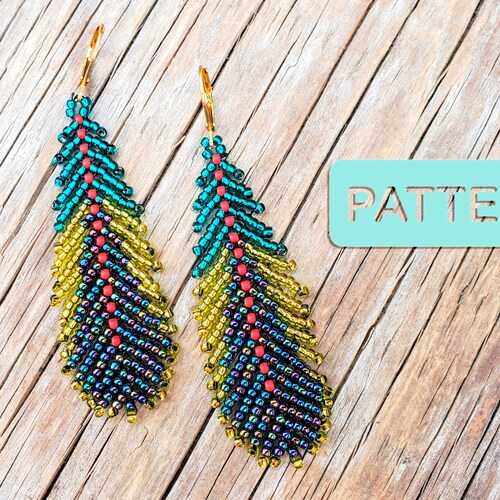 Razzle Feather Fringe Seed Bead Earring Pattern PDF Etsy